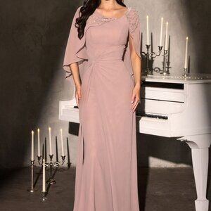 FORMAL DRESS. MOTHER OF THE BRIDE CAPE SLEEVES WEDDING GUEST SPECIAL OCCASION